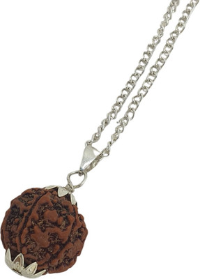 Madhur Creation Original 4 Mukhi Nepali Rudraksha Four Face Rudraksh Silver Beads Brass, Wood Pendant