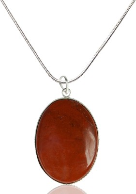 REIKI CRYSTAL PRODUCTS Natural Red Jasper Oval Shape Pendant Locket with Metal Chain for Unisex Agate Crystal Pendant