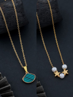 Dressberry Elegant Pack of 2 Necklace Chains – Must-Have Collection Gold-plated Brass Pendant Set