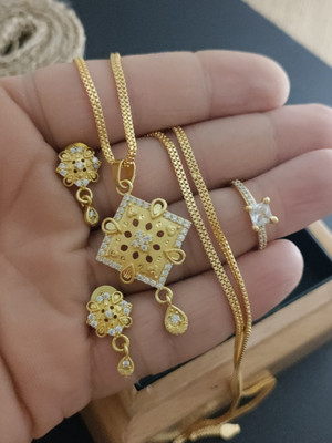 Shree Fashions World Alloy Gold-plated Gold Jewellery Set(Pack of 1)