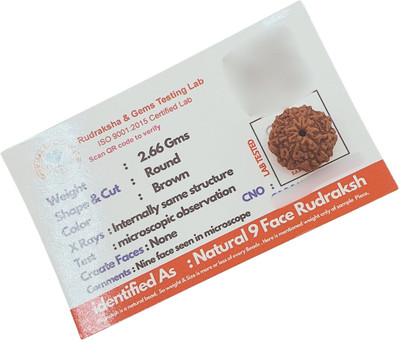 NATURAL TREASURE Natural 9 Mukhi / Mukha nine Face Java Indonesian Energised Lab Certified Beads Wood Pendant Set