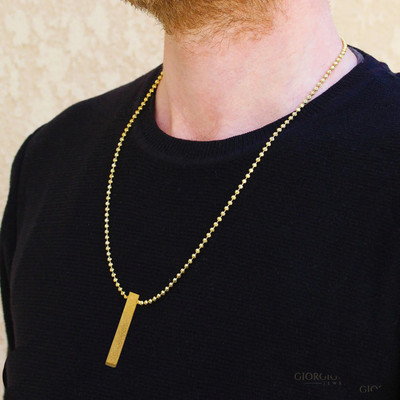 The Men Gift Glossy Gold-plated Stainless Steel Pendant Set