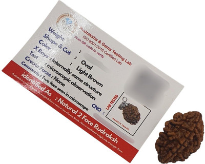 Astro Gayan Brown Wood 2 Mukhi /2 Face Rudraksha with Lab Certificate for Men and Women Wood Pendant