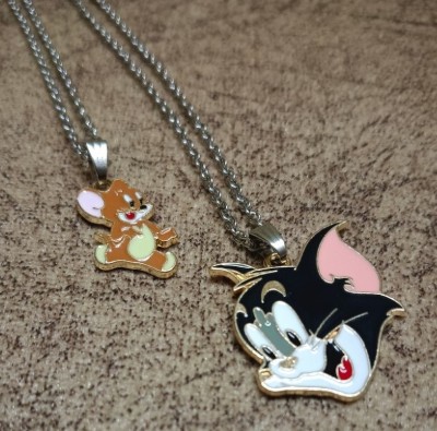 Animated F 105_JS tom jerry pen-ihuh Silver Stone Pendant Set