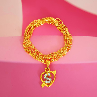 Shiv Jagdamba English Alphabet Initial Charms Letter Initial S Alphabet Gold-plated Crystal, Brass Pendant