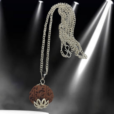 AstroVidhanart 6 Mukhi Rudraksha six face chhahmukhi Rudraksha Nepali with Lab Certificate Silver Beads Brass, Wood Locket Set