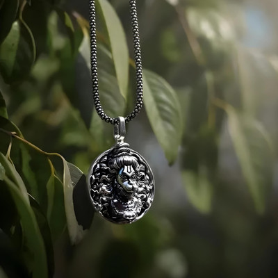 P R Production Hanuman ji Bala ji Locket Rhodium Stainless Steel Locket