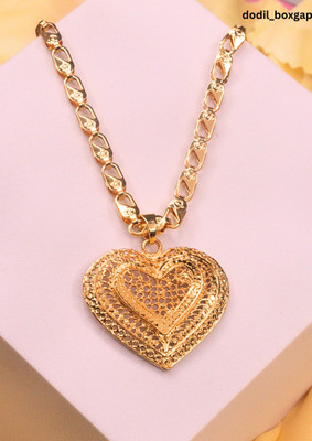 RKB SALES heart shape Pendant With Chain Gold Plated For Mens And Boys Gold-plated Alloy Pendant Set