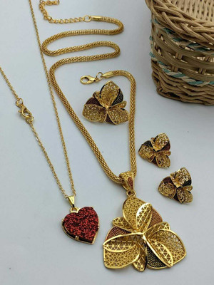GB CRATION Gold-plated Beads Brass Pendant Set