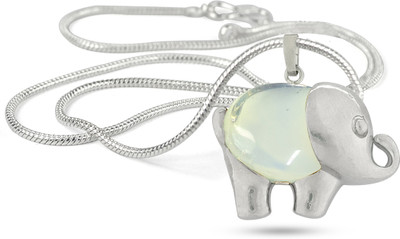 REIKI CRYSTAL PRODUCTS Opalite Crystal Stone Elephant Frame Pendant/Locket With Chain (Unisex) Crystal Pendant