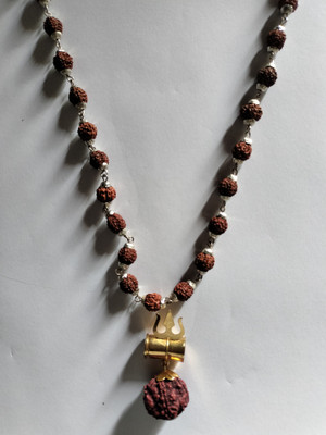 LETNIX rudraksha mala with trishul damru locket Brass, Wood