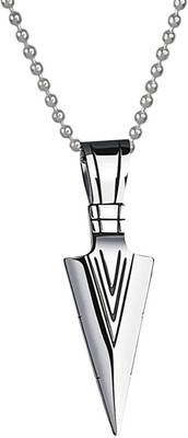 house of common Silver Head Cross Crucifix Crown Shape Spearpoint Locket Pendant Necklace Stainless Steel Pendant Set
