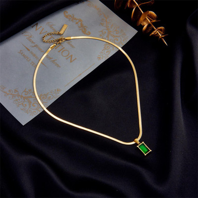 MYKI Beautiful Green Diamond Pendant For Women & Girls Gold-plated Cubic Zirconia Stainless Steel Pendant