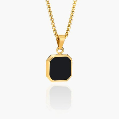 Fab Creations Geometric Pendant with Chain –Octagon Shaped Stylish Necklace for Men Alloy Pendant Set
