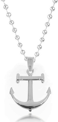 Utkarsh Unisex Silver Wind Pirate Plain Design Sea Anchor Locket Pendant Choker Necklace Stainless Steel Pendant