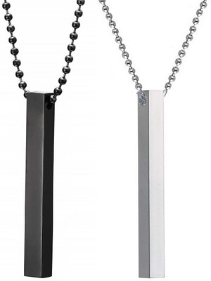 Utkarsh Combo Of X000121 3D Vertical Bar Cuboid Stick Locket Pendant Necklace With Chain Stainless Steel Pendant Set