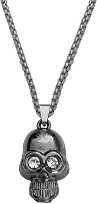 Shiv Jagdamba Biker jewellery viking Gothic Head With Crystal Eye Pendant Necklace Rhodium Zinc, Metal Pendant