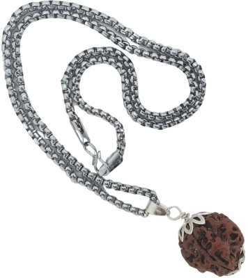 Madhur Creation 4 Mukhi Nepali Rudraksha Pendant Lab Certified Original with Lab Certification Silver Beads Brass, Wood Locket