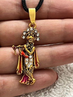 pompeo GOLDEN KRISHNA JI WITH BLACK THREAD FOR BOYS AND GIRLS Metal Locket Set