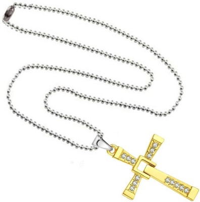 M Men Style The Fast And The Furious Dominic Toretto 18K Gold Crystal Jesus Cross Necklaces Men Jewelry Gold-plated Alloy