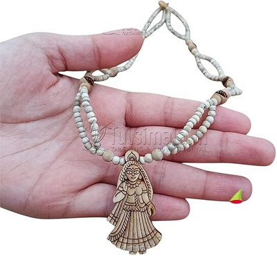 Idolsplace Shri Radha Rani Locket Mala Double Layer riginal Tulsi Mala Wood Locket Set