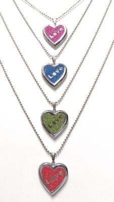 MPA Love Multicolor Openable Heart Photo Insert Locket Silver Stainless Steel Pendant Set