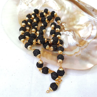 Rudra gems Jewellery Om Trishul Rudraksh Spiritual Mala for men & Women Gold-plated Beads Brass, Alloy Pendant Set