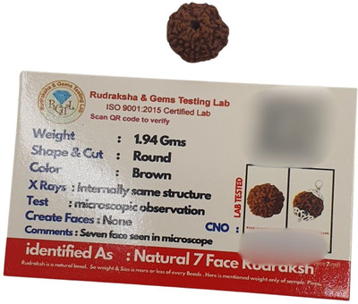 Baku Jewellery 7 Mukhi Nepali Rudraksha seven Faced Rudraksh Lab Test Certificate Beads Wood Pendant