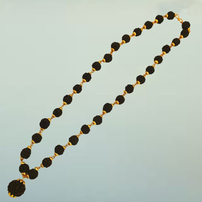 ASTHA Bhakti JEWELLERY Panchmukhi Rudraksha Mala for Men Women Boys Girls Gold-plated Beads Brass, Alloy Locket Set