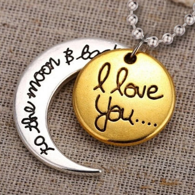 Trinkets I LOVE YOU Letter Design Pendant with Chain for Girls/Friends & Couples Rhodium, Gold-plated Stainless Steel Locket