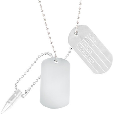 Lyzoo Military Dog tag with bullet Chain Pendant Alloy Pendant