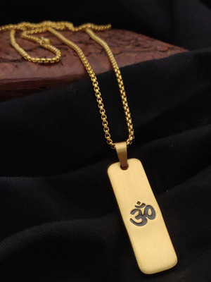 NVR Men Om Design Gold Plated Rectangular Shape Pendant Gold-plated Stainless Steel Pendant