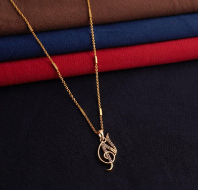 CLONEO N name Pendant alphabet letter pendant with Gold Chain for Girls & Women Gold-plated Alloy