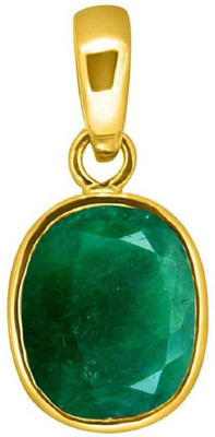 Gemzonite Effective Original Emerald Panna Stone Pendants for Men & Women Gold-plated Emerald Stone Pendant