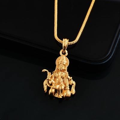 PYR Fashion hanuman ji locket::hanuman locket for men gold::hanuman locket for grils Gold-plated Brass Pendant Set