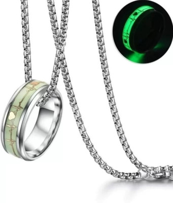 Ruhi Collection Radium Ring Box Chain Pendant for Men/Boys/Girls/Women/Unisex Silver Alloy Pendant