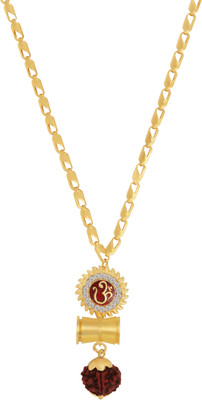 Charms Om Surya Inspired Panch Mukhi Rudraksh Gold-plated Alloy Locket Set