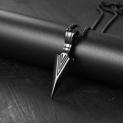 m a enterprises F 134_JSE-arrow combo blck slvr Stone Pendant Set