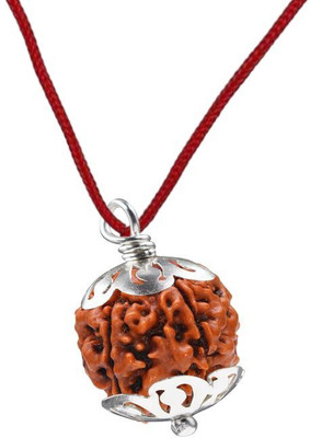 Fine Creation 4 Mukhi Certified Original Pure Siddha Rudraksha Form Nepal Silver Wood Pendant