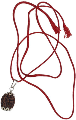 Kuttumb Gems & Jewels Premium three Mukhi Rudraksha / Original Nepali 3 faced / 3 Mukhi Rudraksha Silver Beads Brass Pendant