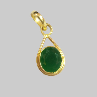 ANIVEA CRAFTS Green Natural Emerald Crystal Loose Gemstone Panna Pendant Locket Gold-plated Emerald, Crystal Brass Pendant