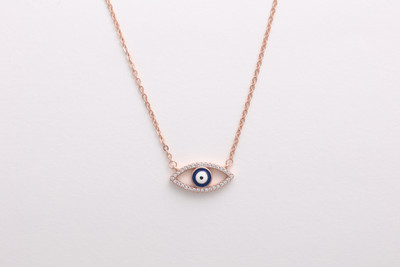 KOSMIK JEWELS 925 Silver Evil Eye Pendant With Chain Rhodium Cubic Zirconia Sterling Silver Pendant