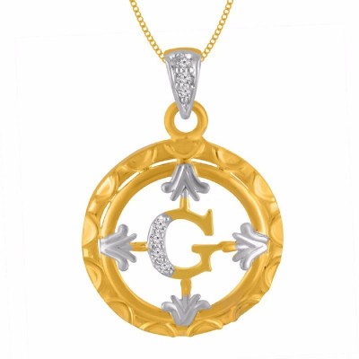 house of common Initial letter Pendant For women And Girls, Unisex Gold-plated Cubic Zirconia Alloy Pendant