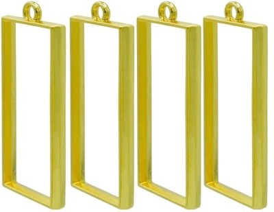 BanteyBanatey Golden Rectangle Shape Open Back Bezels Frame Pendants Pack of 4 pcs Metal Pendant