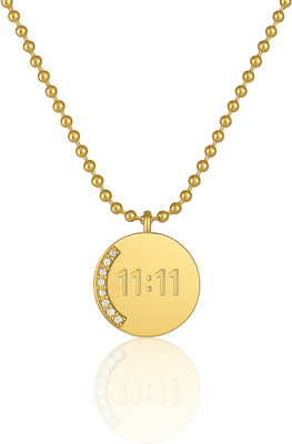 JIMOR 11:11 Manifestation Necklace for Women Gold-plated Cubic Zirconia Stainless Steel Pendant Set