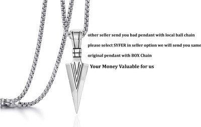 m a enterprises Silver Pendant & Eye RIng for Men and Boys Stylish Biker/Party Wear Silver Stainless Steel Pendant Set