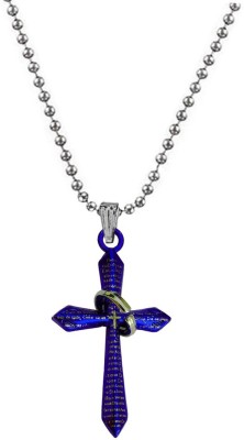 Sullery Religious jewelry Jesus Christ Crucifix Christian Prayer Cross With Ring Rhodium Zinc, Metal Pendant Set