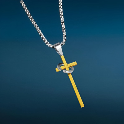 SaktiX SX_Big_gold_cross_01 Silver Alloy Pendant Set