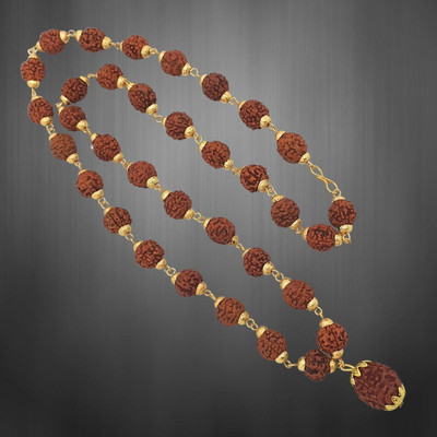 robbanmant Most Beautiful God Sri Shiv Trishul OM Dotted Locket Pendant With Mala Gold-plated Beads Brass, Alloy Pendant