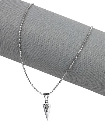Agarwalproduct Silver Arrow Head Cross Crucifix Crown Shape Spearpoint Pendant Locket Necklace Stainless Steel Pendant Set